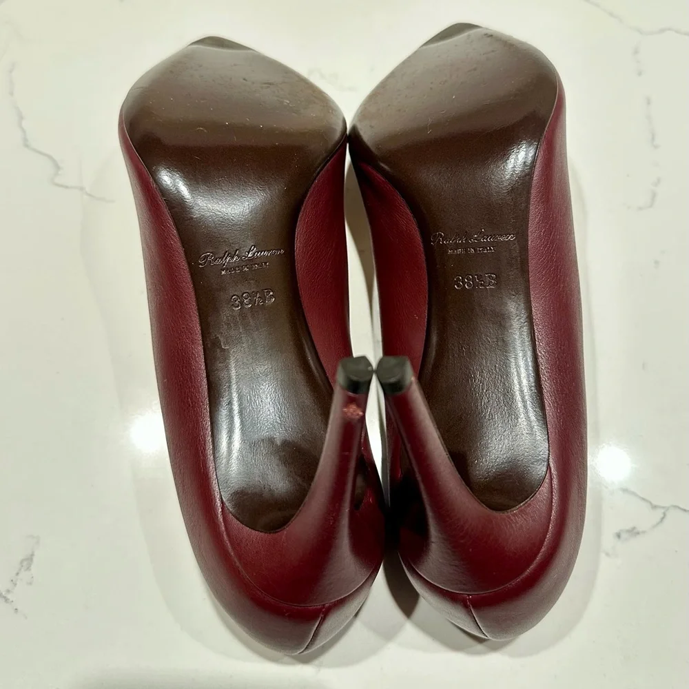 Ralph Lauren Purple Label Burgundy Leather Heels - size 8.5 / 38.5B - Picture 7 of 8